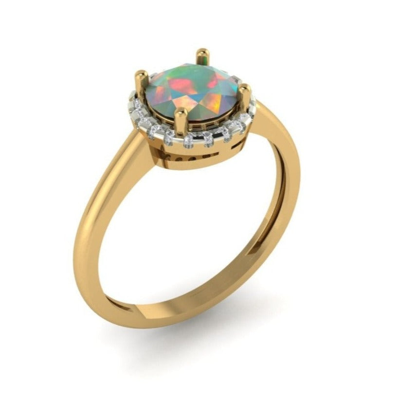 Opal with Diamond Ring