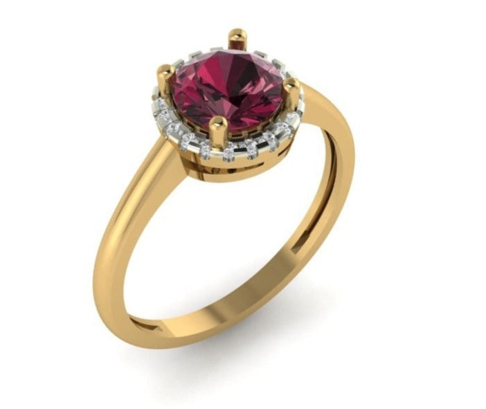 Garnet with Diamond Ring