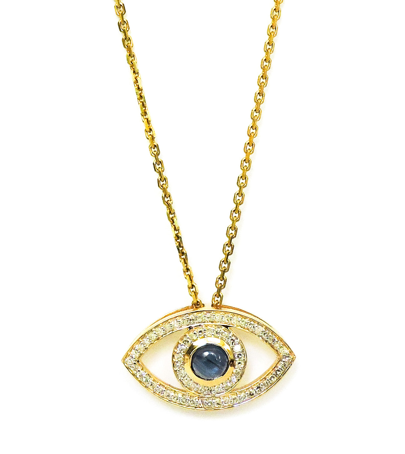 Blue Sapphire and Diamond Evil Eye Pendant