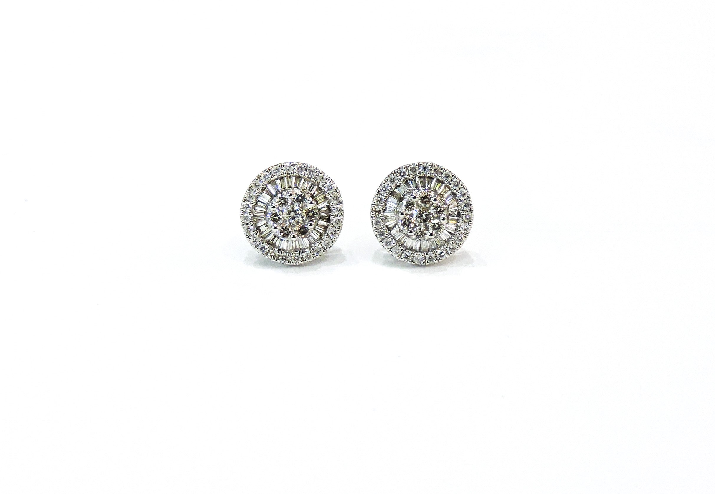 Small Baguette and Round Diamond Studs