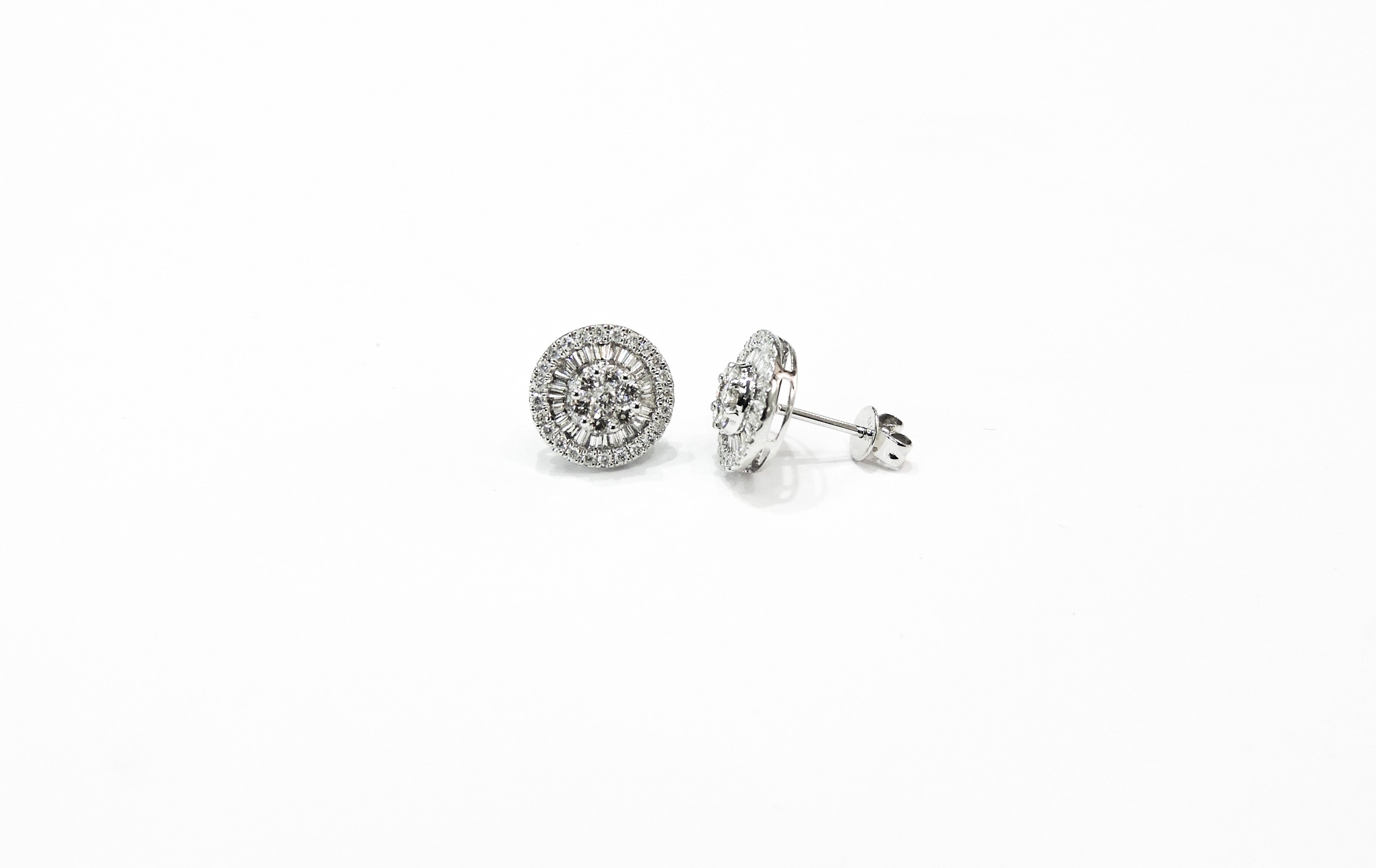 Small Baguette and Round Diamond Studs