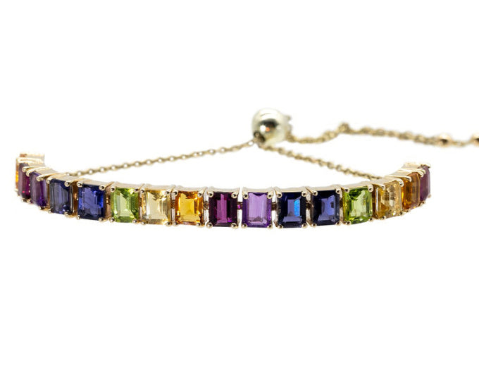Emerald Cut Rainbow Gemstone Bracelet