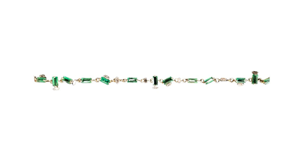 Baguette Cut Emerald and Diamond Bracelet
