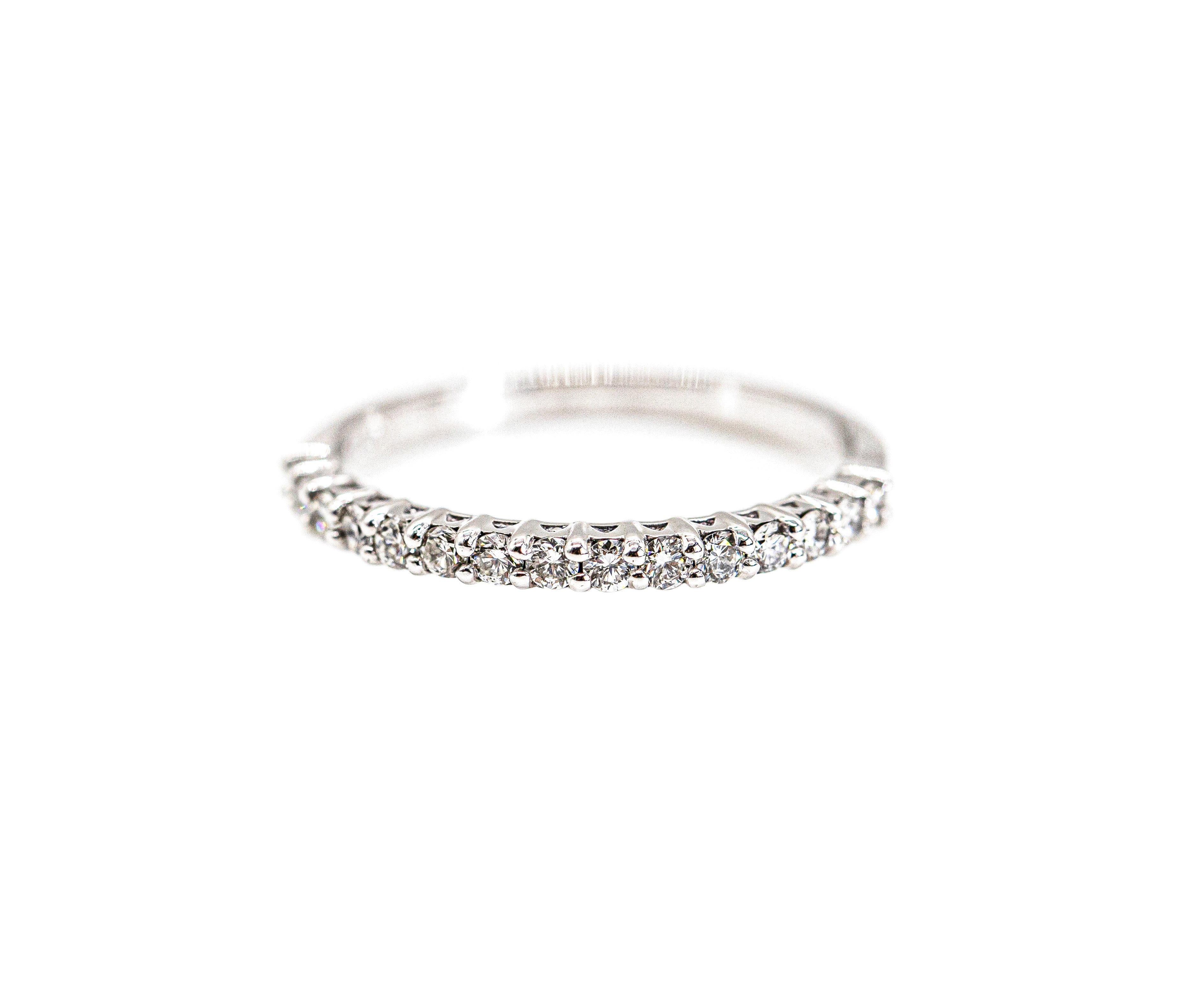 Micro Pave Half Eternity Bands-White Gold