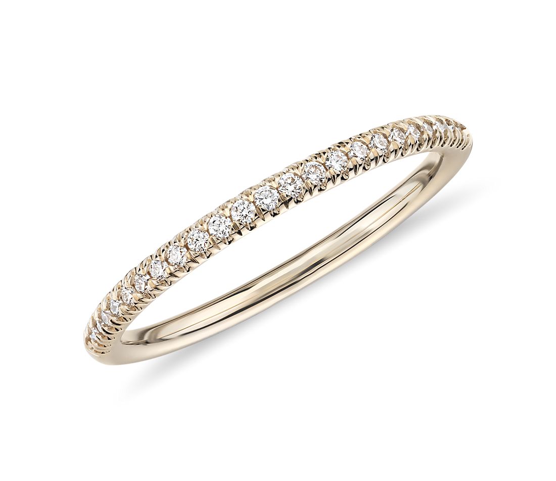 Micro Pave Half Eternity Bands-Yellow Gold