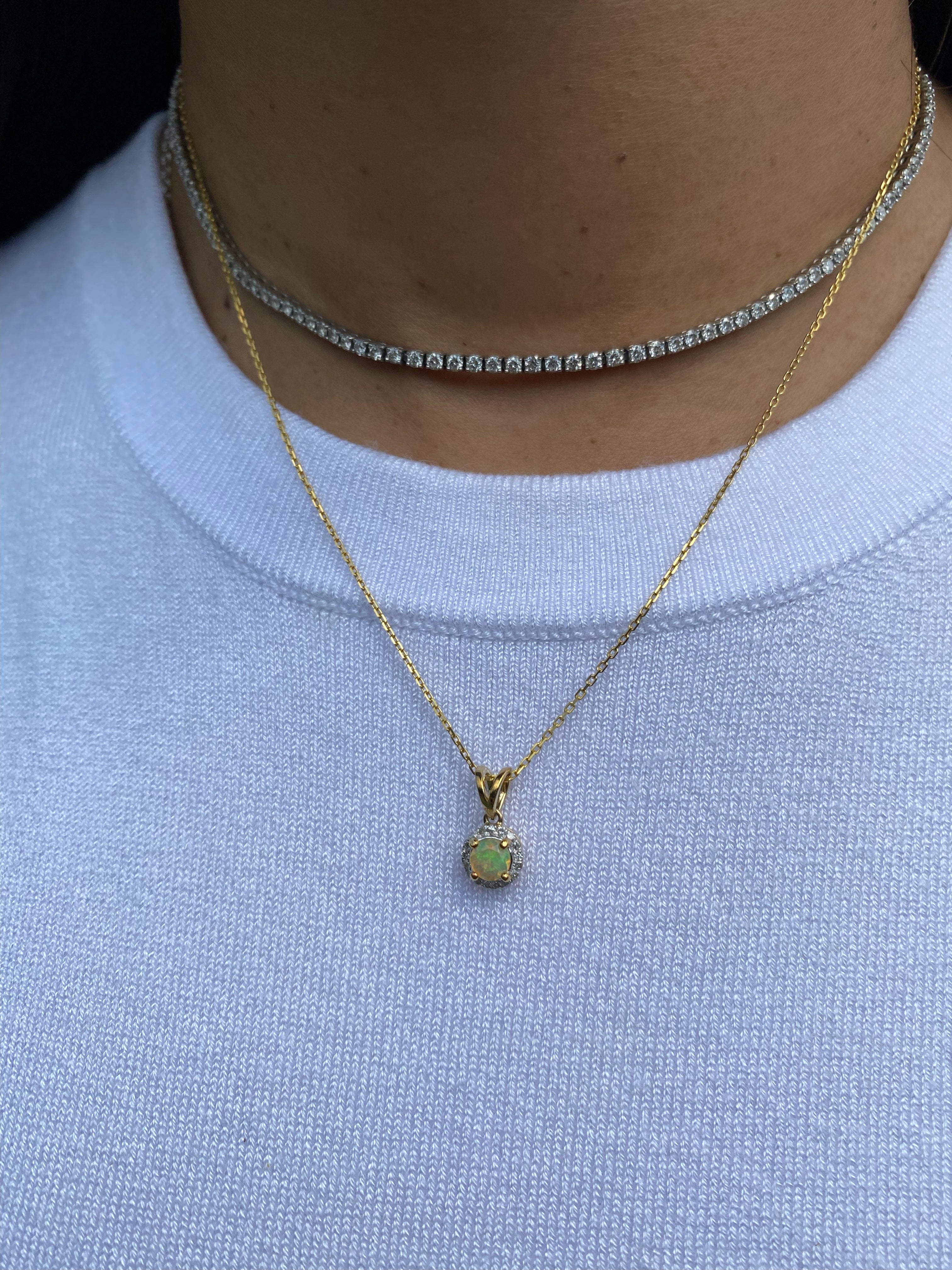Opal Gemstone Pendant with Chain