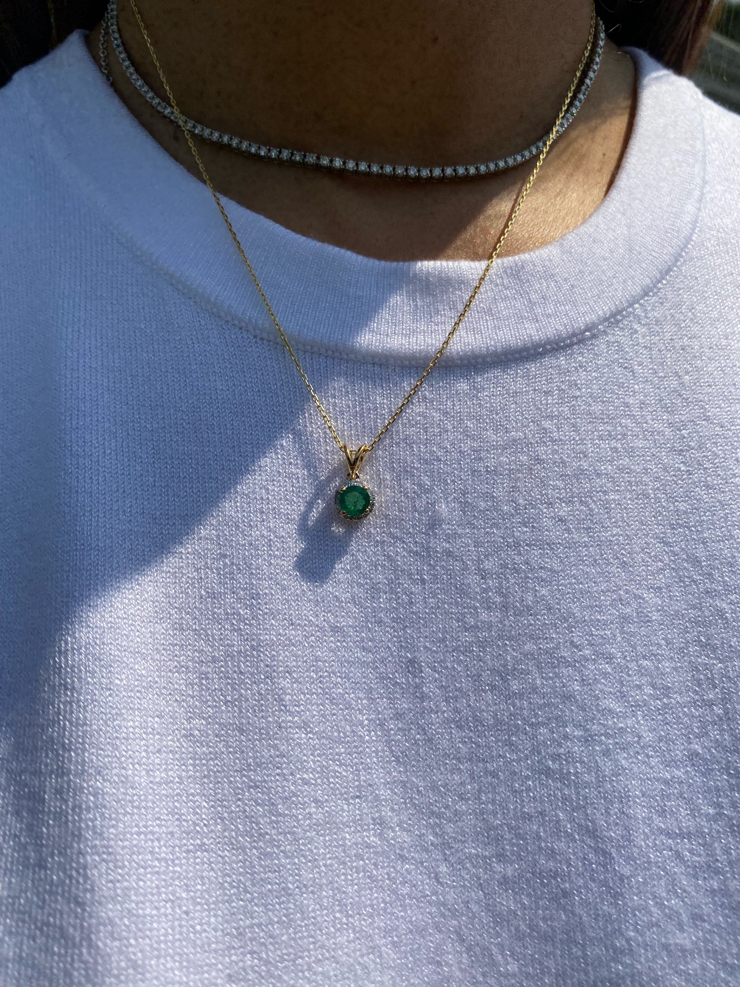 Emerald Gemstone Pendant with Chain